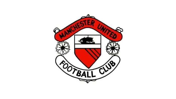 Biểu trưng Manchester United giai đoạn 1960-1970 với sọc chéo và hoa
