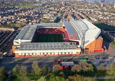 Sân vận động Anfield nhìn từ trên cao, biểu tượng của Liverpool FC