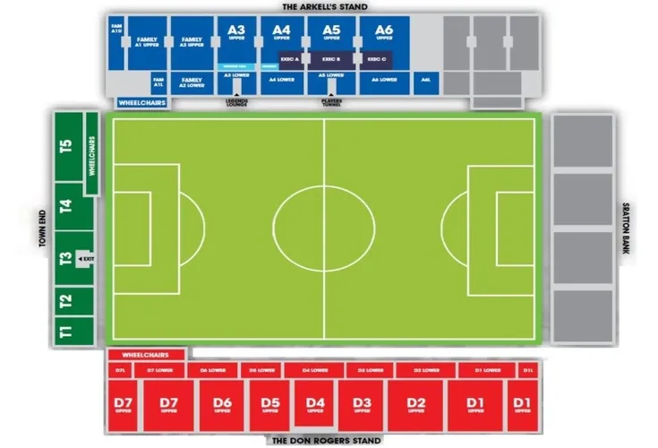 Sơ đồ bố trí chỗ ngồi chi tiết của sân vận động The County Ground, giúp người hâm mộ dễ dàng định vị