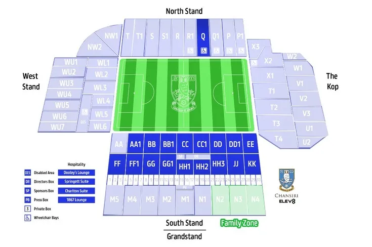 Sơ đồ bố trí chỗ ngồi sân vận động Hillsborough