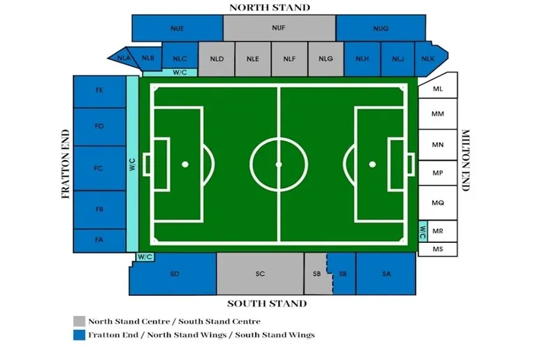 Sơ đồ bố trí chỗ ngồi và các khán đài tại sân vận động Fratton Park
