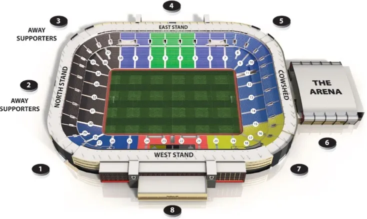 Sơ đồ chi tiết các khán đài và khu vực chỗ ngồi tại Stadium MK