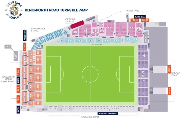 Sơ đồ chỗ ngồi sân Kenilworth Road