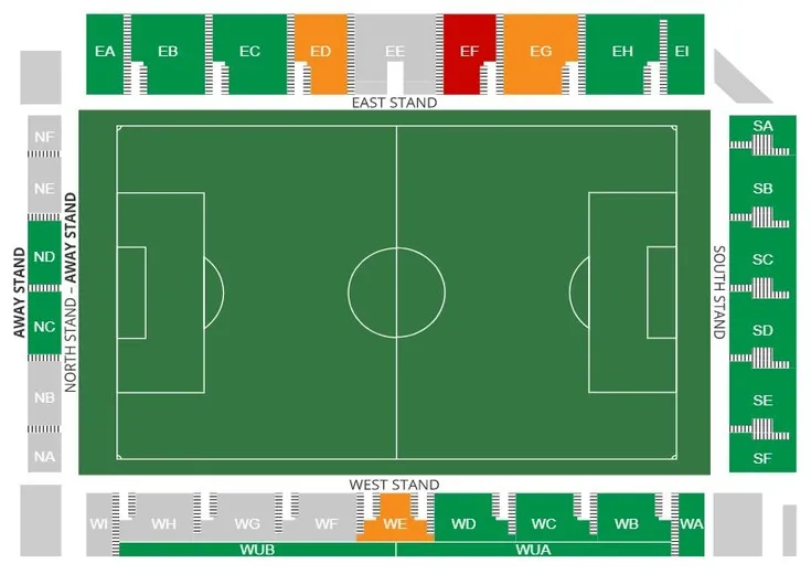 Sơ đồ tổng thể khán đài sân LNER Community Stadium