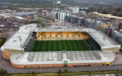 Toàn cảnh sân vận động Carrow Road của Norwich City nhìn từ trên cao